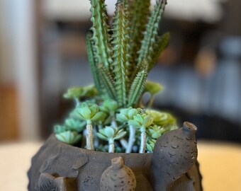 Barrel Cactus Shaped  Pot- V289