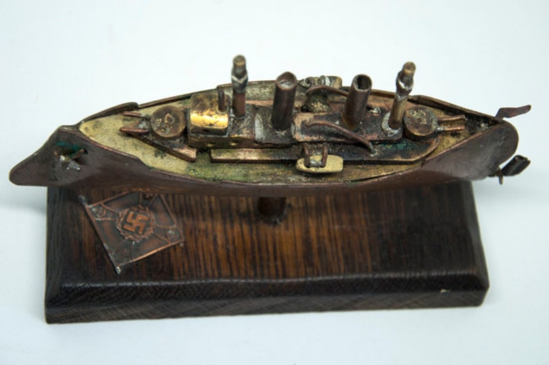 Antique World War I Trench Art German Destroyer