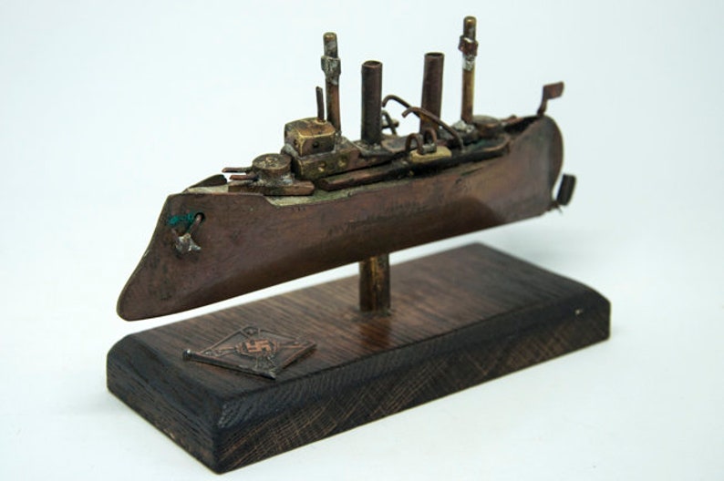 Antique World War I Trench Art German Destroyer
