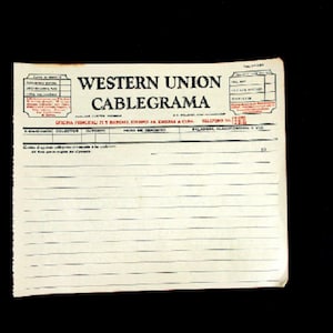 Rare 1920s Antique Western Union Blank Telegram Cablegrama