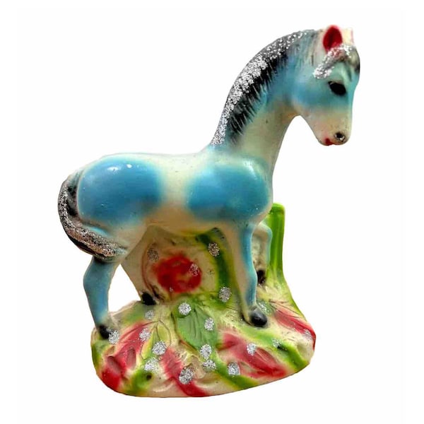 1950s Vintage Glitter Horse Chalkware Carnival Fair Prize