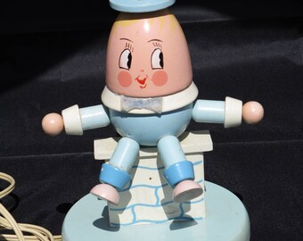 Vintage Irmi Humpty Dumpty Nursery Baby Lamp, Nursery Originals, Nursery Plastics, Shabby Cottage