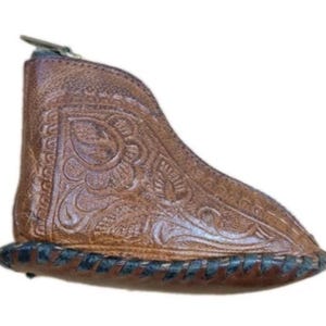 Vintage punzierte Leder Geldbörse Schuh Mokassin Reißverschluss Kleine Geldbörse Boot Figural