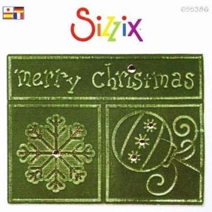 May include: Green cardstock with a "Merry Christmas" greeting, a snowflake design, and a Christmas ornament with a swirl design. The cardstock is embossed with a textured pattern.