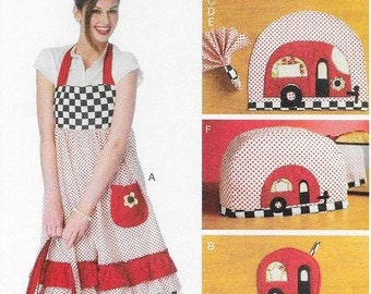 New McCalls 6935 Pattern APRON , PLACEMATS , Napkins , Wine Tote , Toaster Cover