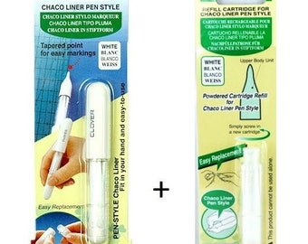 Quilted Bear Chaco Liner Pen Blue Red White Yellow Refillable Natural Chalk New