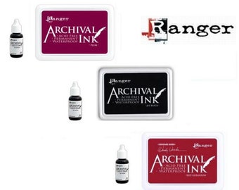 Poduszki z tuszem TIM HOLTZ Archival Dye INK + wkład Re-Inker Ranger Fioletowy Czerwony Czarny Szary Szybka wysyłka
