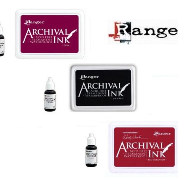 TIM HOLTZ Archival Dye INK Pads + Refill Re-Inker Ranger Purple Red Black Gray Fast Shipping