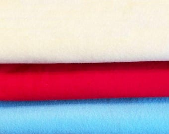 FELT FABRIC 3 PIECES 1 Yard W x 66" L Each  *  Blue Felt * Red Felt  * Cream Felt Lot