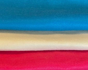 FELT FABRIC 3 PIECES 17" x 65" Each * Turquoise Blue * Dark Pink *  Cream Lot