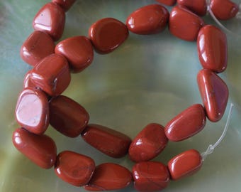 Red JASPER Beads Large NUGGET 16mm Beads Gemstone Strand 16" Dark Burnt Orange