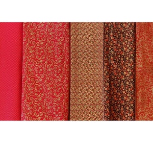 RED & GOLD FABRIC for Quilts or Christmas Crafts Sold by the Yard 100% Cotton