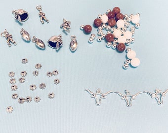 Texas LONGHORNS JEWELRY KIT 1 w Charms Beads Make Football Bracelets Necklaces Earrings