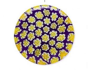Large MILLEFIORE Half-Drilled Round Beads ART GLASS Blue Yellow 30mm or 20mm