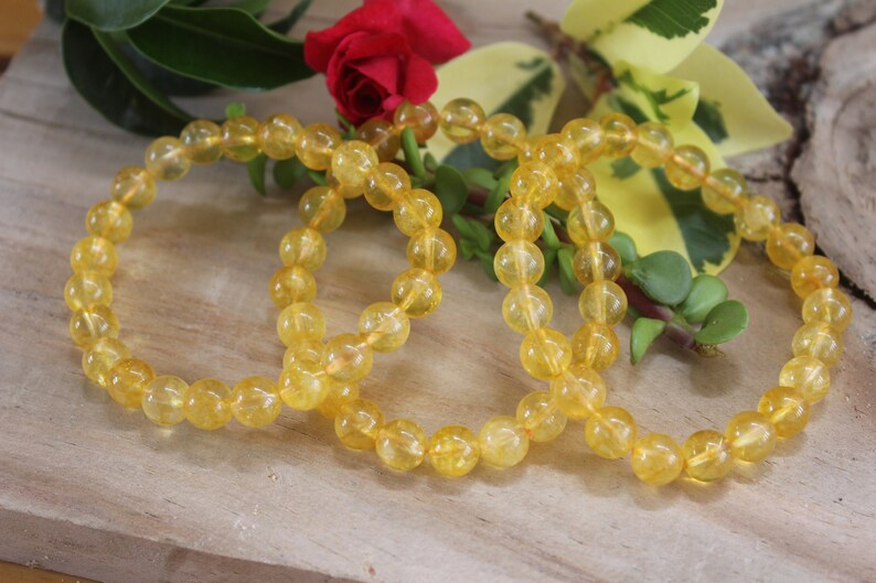 CITRINE Round Beads Bracelet Stretchy String Citrine Elastic Bracelet