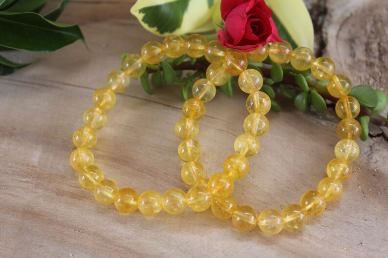 CITRINE Round Beads Bracelet Stretchy String Citrine Elastic Bracelet