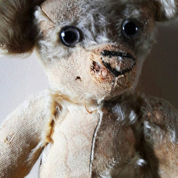 Very Poorly Straw Filled Jointed Antique English Bear for Restoration - In Need of Love