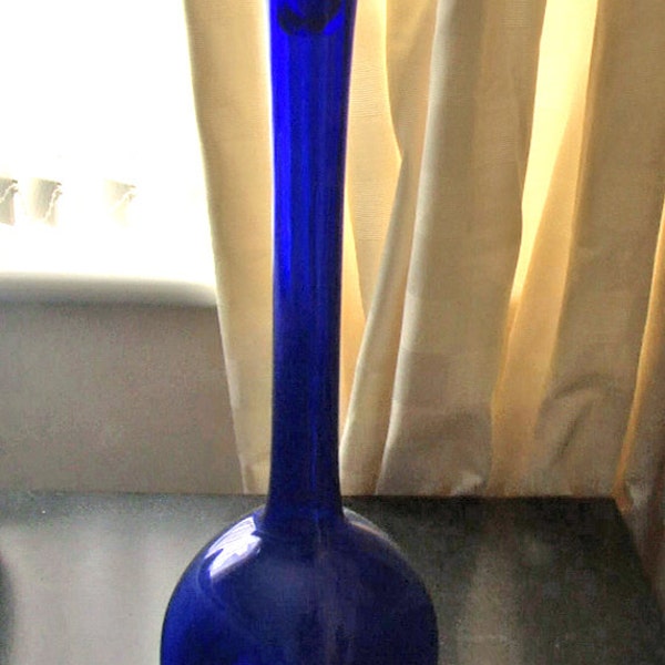 Huge Empoli cobalt blue Dimple bottle with stopper