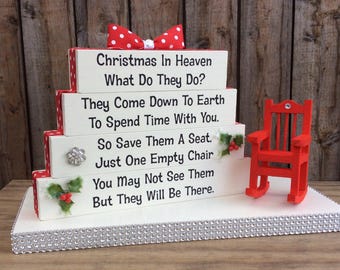 Free Shipping Christmas in Heaven Poem memorial table top wood sign