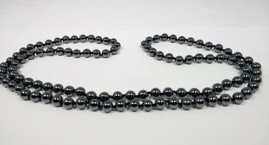 Vintage Hematite Beaded Necklace Hematite Necklace Gemstone Etsy