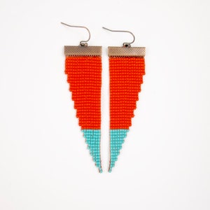 Rock Candy // Loom-beaded Earrings // Teal & Red
