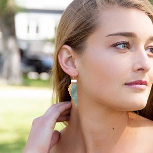 White Sage // Loom Beaded Earrings // Mint and Gold // Simple Jewelry