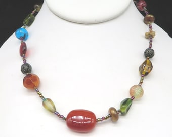 Colorful Beaded Choker, Vintage Lia Sophia Boho Necklace