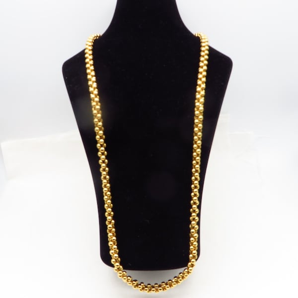 Vintage Napier Chain Necklace, Gold Tone Korean Popcorn Style Chain, 23 Inch Length