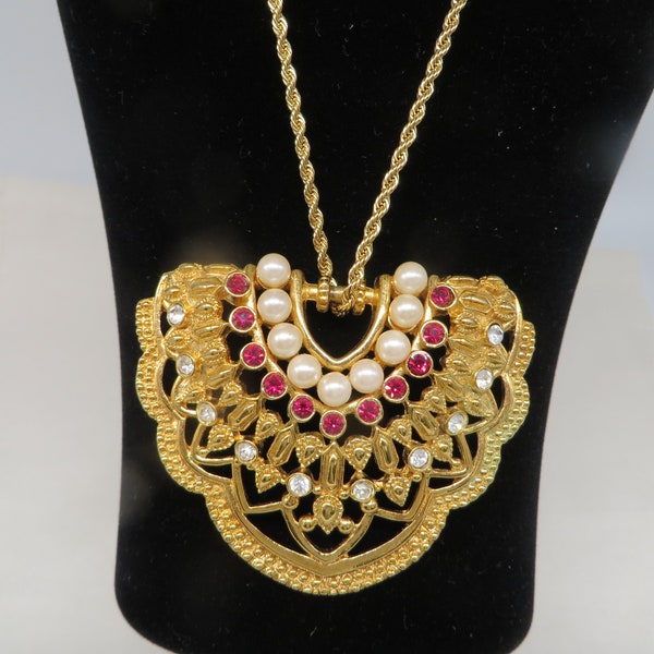 Elizabeth Taylor Shaill Jhaveri AVON Pendant, Gold Plated Twist Rope Chain Necklace