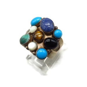 Vintage Jay King Sterling Silver Multi-Gemstone Ring