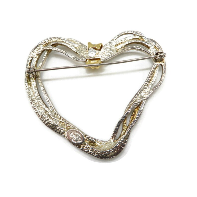 Premier Designs Heart Brooch Vintage Two Tone Abstract Heart Pin