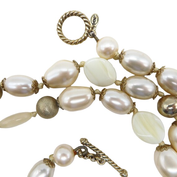 Monet Beaded Necklace, Lucite and Metal Cream Bea… - image 5