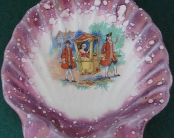 Vintage Ashtray, Gray's Pottery Dickens Days Purple Luster Ashtray, British Pottery