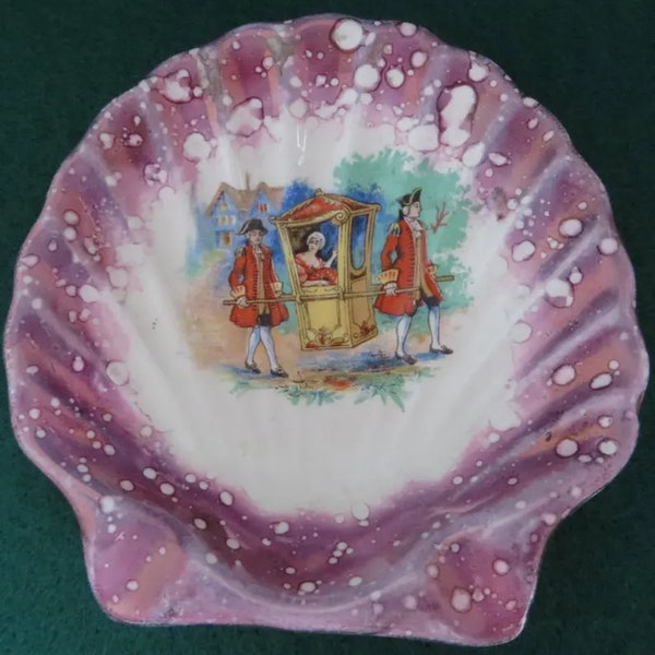 Vintage Ashtray, Gray's Pottery Dickens Days Purple Luster Ashtray, British Pottery