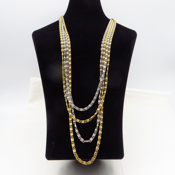 Two Tone Chain Necklace, Gold and Silver Tone Mult