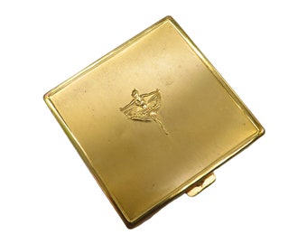 Vintage Compact, Marie Earle Small Square Gold Tone Makeup Case