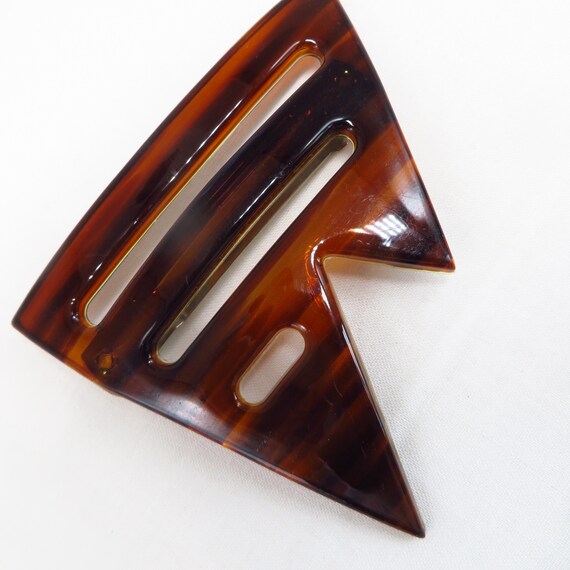 Large Tortoise Shell Plastic Barrette Made in Fra… - image 7