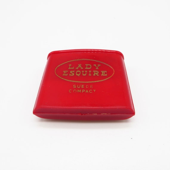 Vintage Brush Compact, Lady Esquire Small Red Pla… - image 3