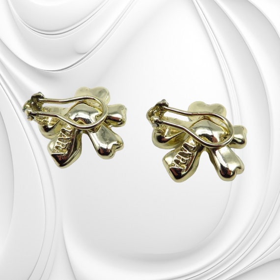 Vintage Shammrock Earrings, TARA Faux Pearl Rhine… - image 8