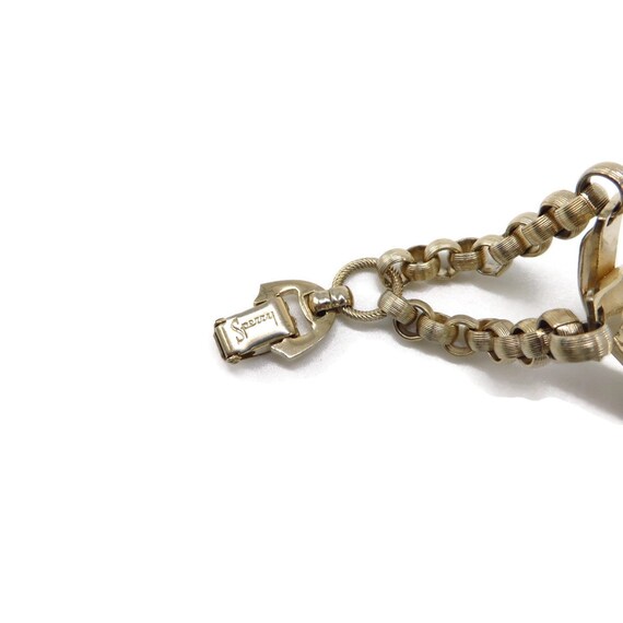 Vintage Chain Link Bracelet, Sperry Gold Tone Cuff Gem