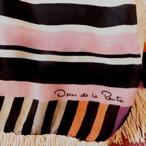 Oscar de la Renta Silk Scarf Chevrons and Stripes… - image 4