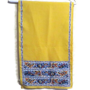 Vintage Glentex Yellow with Flowers Polyester Scarf Made in Italy
