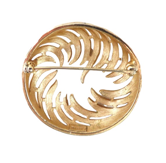 Trifari Circle Pin, Spiky Gold Tone Brooch, Vintage J… Gem