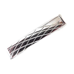 Vintage Swank Tie Bar Silver Tone Diamond Pattern Tie Clasp Gift for Him