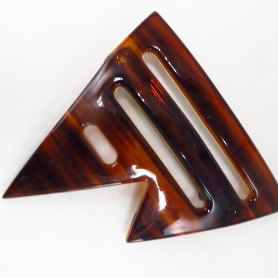 Large Tortoise Shell Plastic Barrette Made in Fra… - image 4