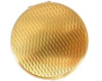 Vintage Stratton Compact, Round Gold Tone Convertible Makeup Case