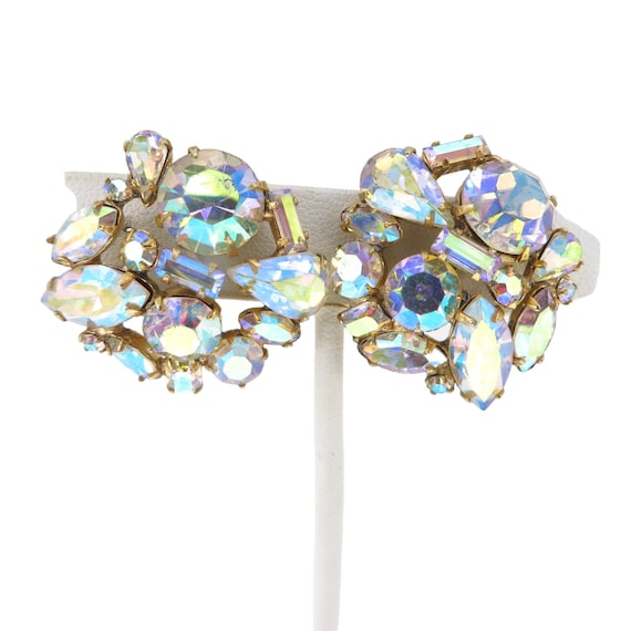 Coro Crystal Cluster Clip-on Earrings Vintage Jew… - image 2