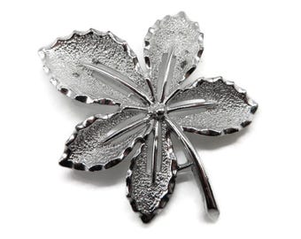 Vintage Leaf Brooch Sarah Coventry Silver Tone Pin