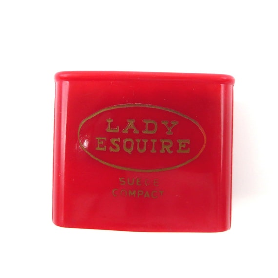 Vintage Brush Compact, Lady Esquire Small Red Pla… - image 7