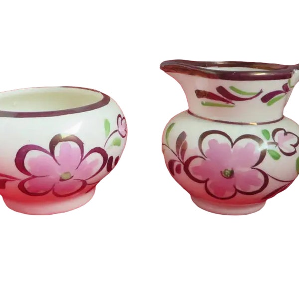 Vintage Sugar Bowl, Creamer Set, Gray's Pottery Hand Painted Mini Set, British Pottery